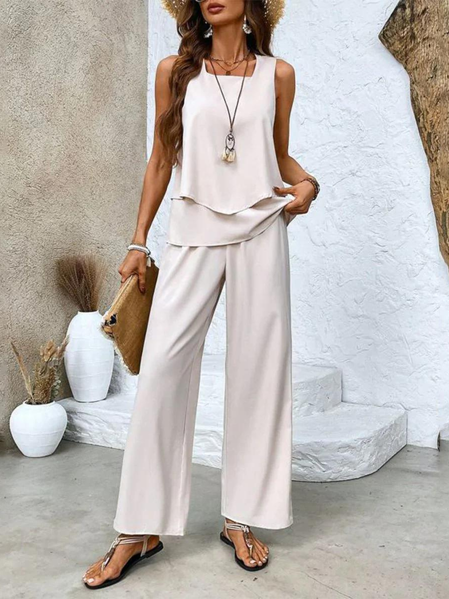 Ghislaine Ensemble Femme – Haut à Imprimé Floral Élégant & Pantalon avec Coupe Flatteuse et Confort