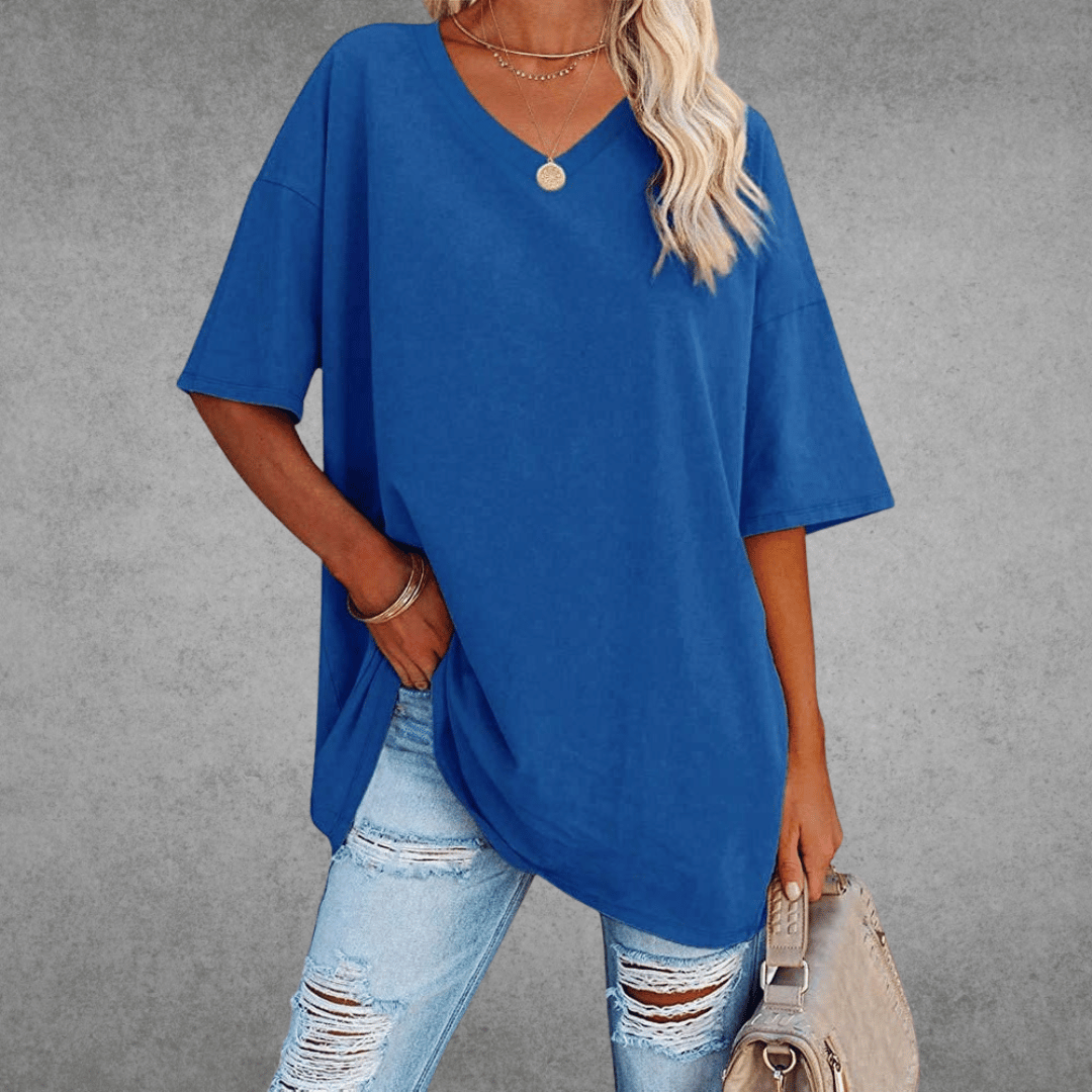 Maglietta oversize da donna Ninon - Design confortevole con scollo a V e tessuto leggero e traspirante