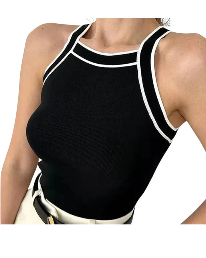 Top da donna Sophie - Top bianco e nero dal taglio classico e dall'aspetto elegante