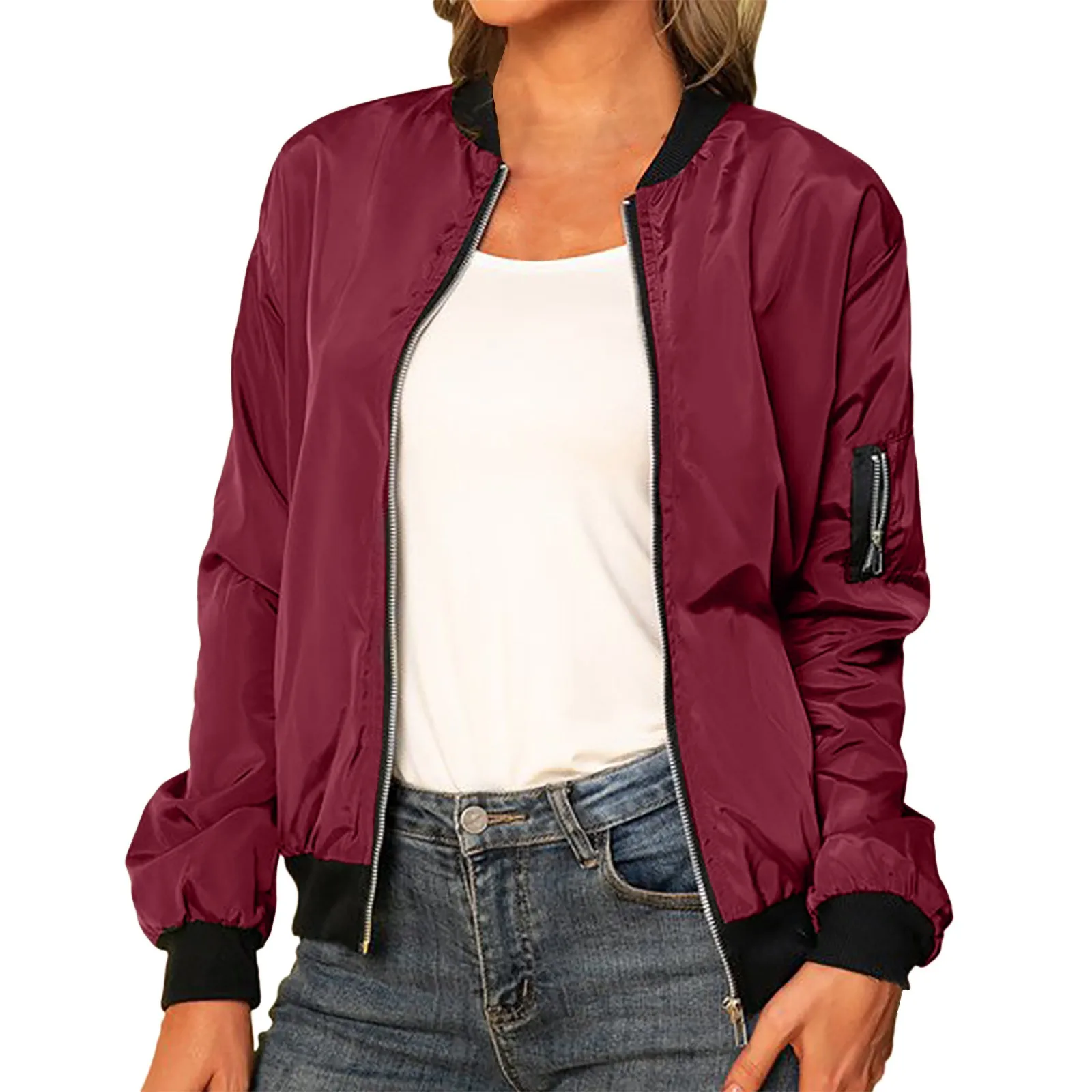 Ailany Blouson Bomber Femme – Veste Légère avec Fermeture Éclair & Style Moderne