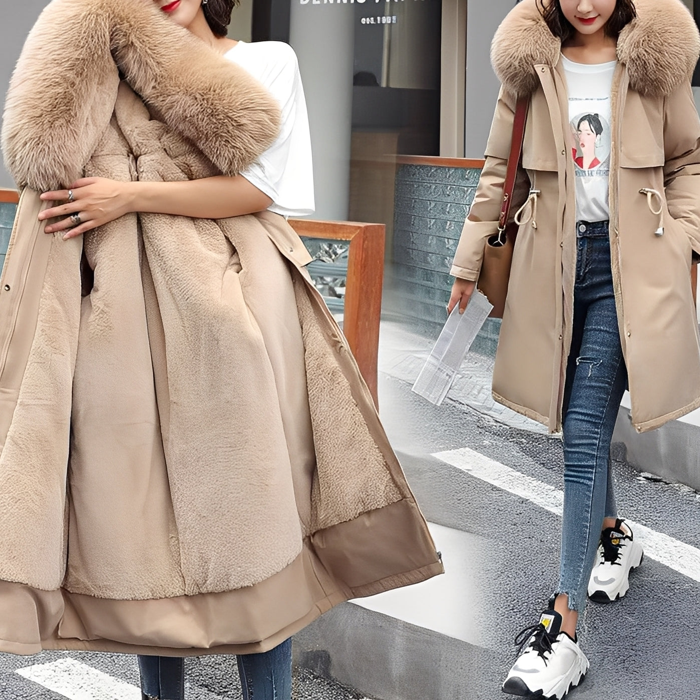 Evette Manteau Femme – Doudoune Chaude avec Capuche & Rembourrage Confort pour Hiver