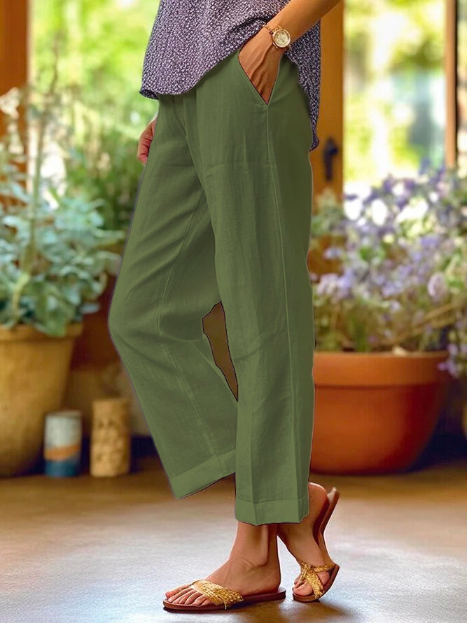 Pantaloni in lino da donna Lotte - Vestibilità ampia con design semplice e comfort estivo