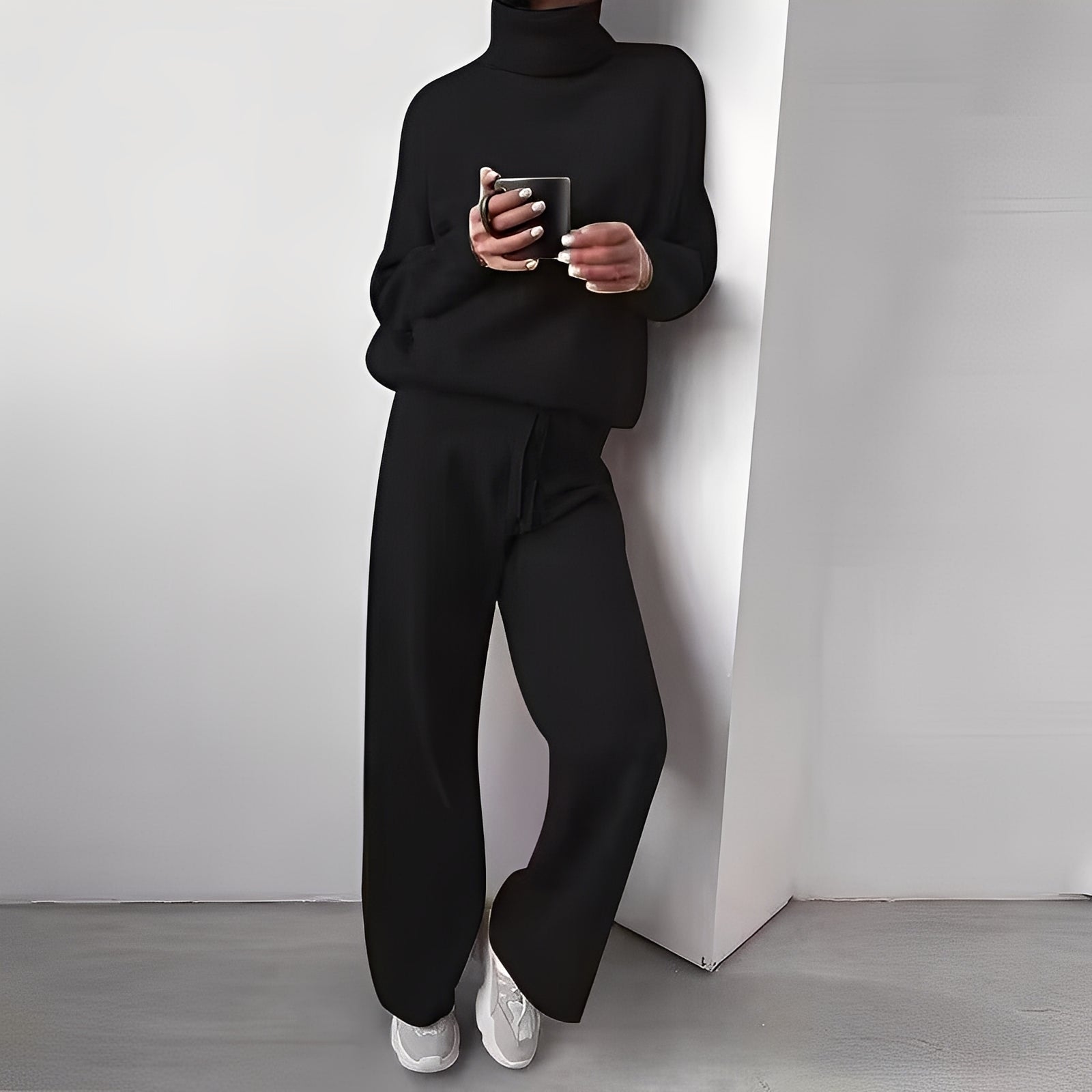 Kimberlee súprava domáceho oblečenia s rolákom pre ženy – jemný a pohodlný dvojdielny komplet s moderným strihom