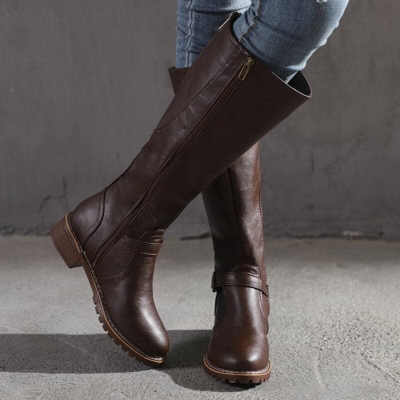 Megan Bottes Hautes Femme – Talon Bloc Confortable & Bout Rond Élégant