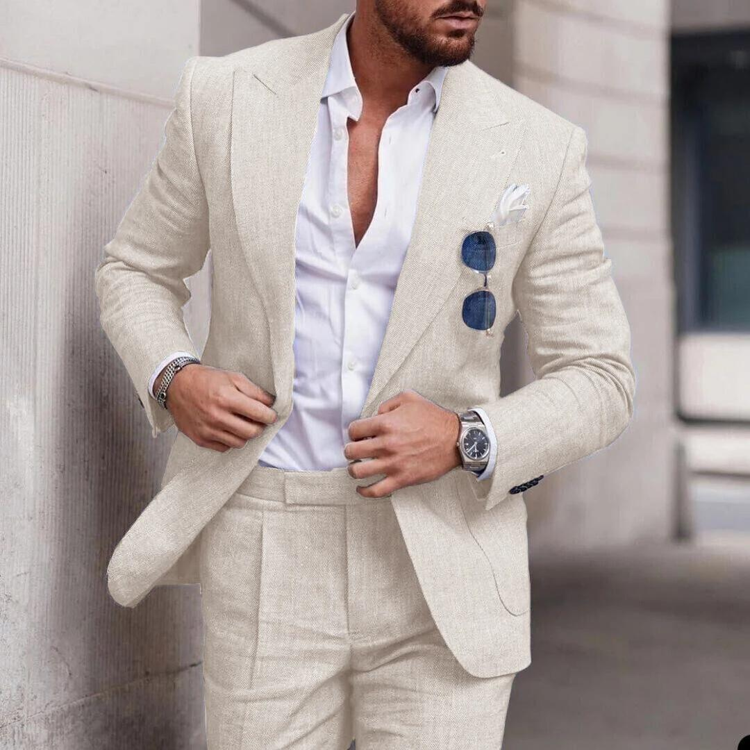 Abito estivo da uomo Albin - Abito leggero in due pezzi con vestibilità moderna ed eleganti bottoni