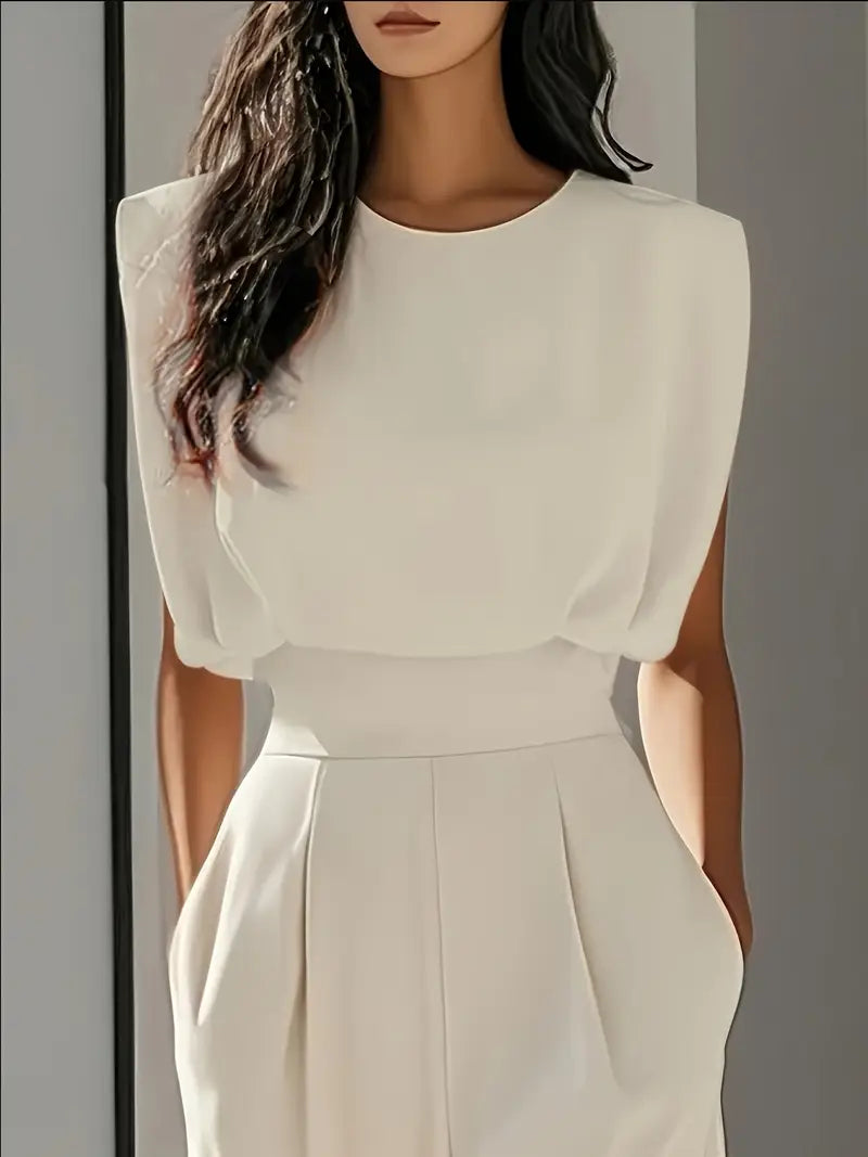 Mira Combinaison Femme – Jumpsuit Élégant avec Taille Haute, Jambes Droites & Tissu Léger