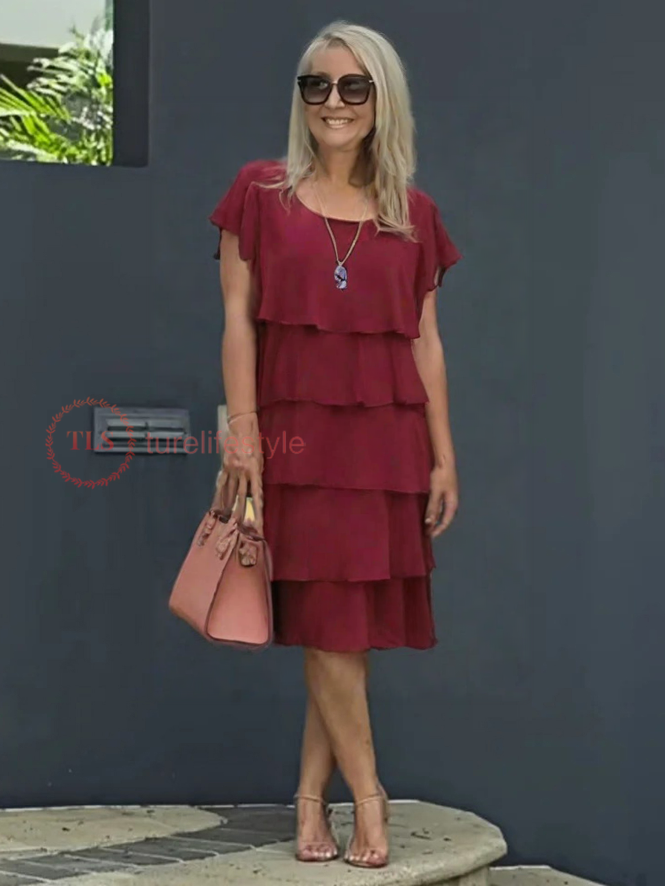 Giselle Robe Midi Femme – Robe Chiffon Fluide à Ourlet Asymétrique, Superposée & Élégante