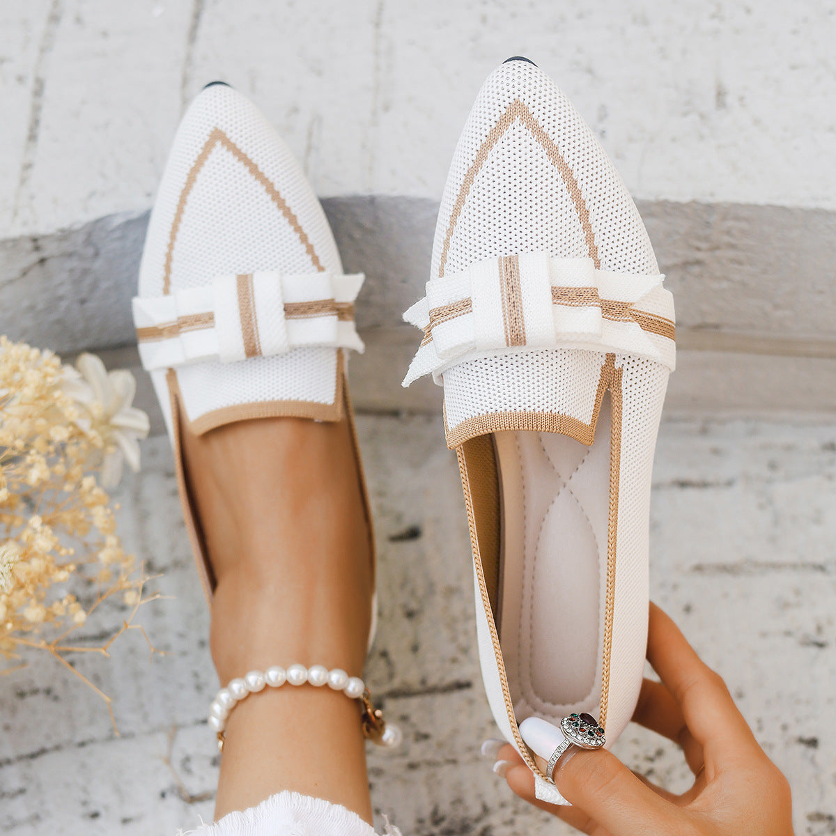 Ballerine da donna Ivy - Scarpe comode e basse con fiocco, tacco basso e materiale traspirante