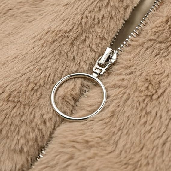 Terry Veste Teddy Femme – Manteau Hiver Doux avec Col Haut & Coupe Moderne Zippée
