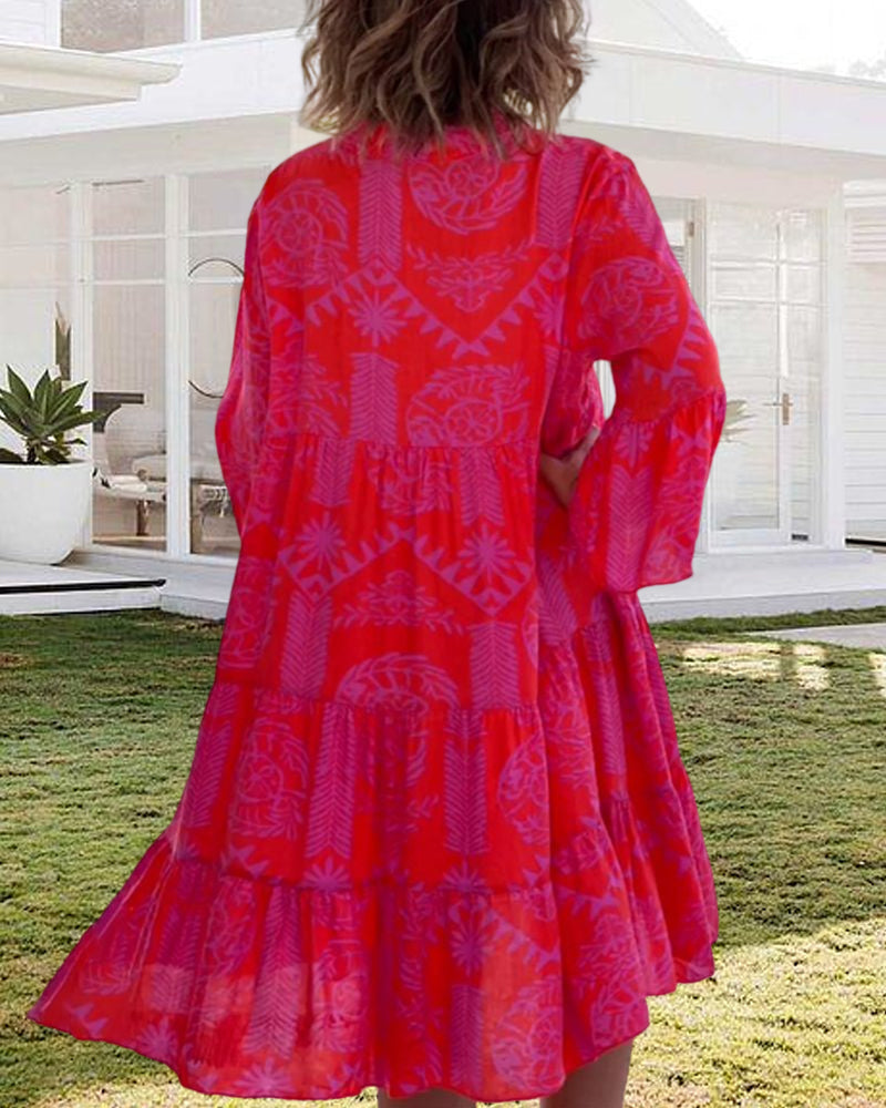 Abito da donna Willow Boutique - Maniche a 3/4, stampa geometrica e vestibilità comoda