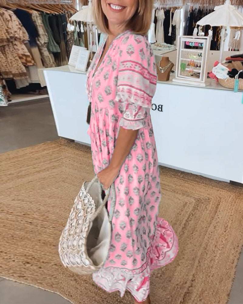 Abito da donna Tallulah - Abito stampato con scollo a V, maniche lunghe e vestibilità comoda