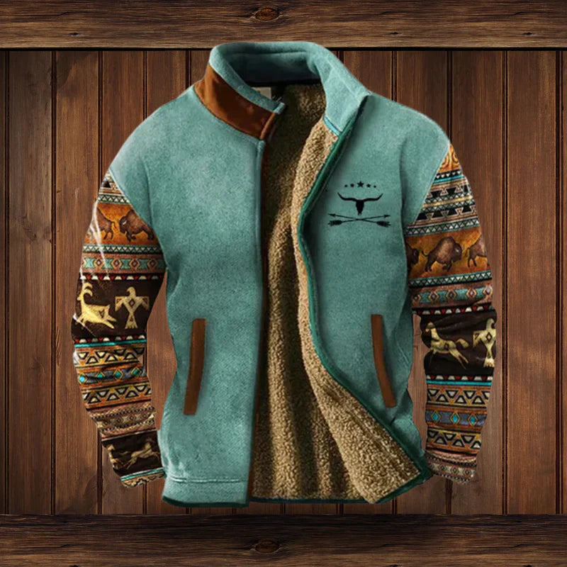 Noah Veste Chaude Style Western – Doublure Polaire & Motifs Ethniques pour un Confort Hivernal
