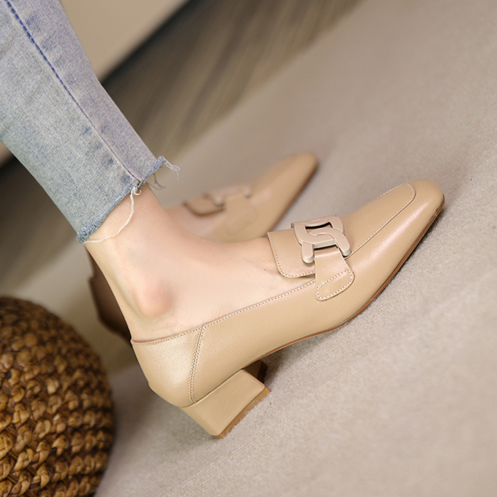 Evrynth Mocassins Femme – Chaussures Mary Jane en Cuir avec Talon Chunky & Confort Orthopédique