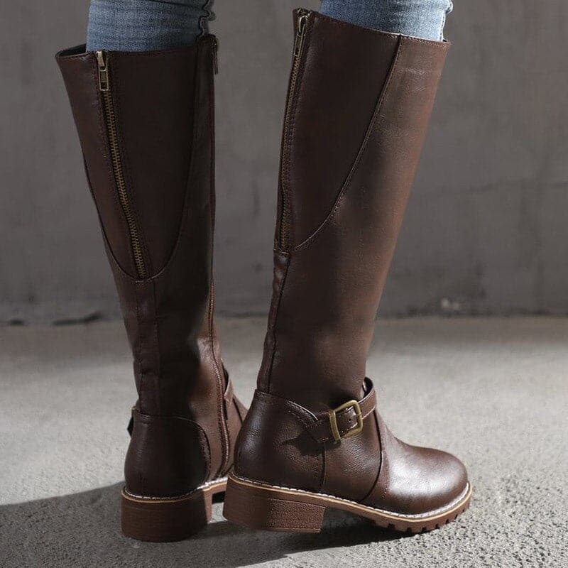 Megan Bottes Hautes Femme – Talon Bloc Confortable & Bout Rond Élégant