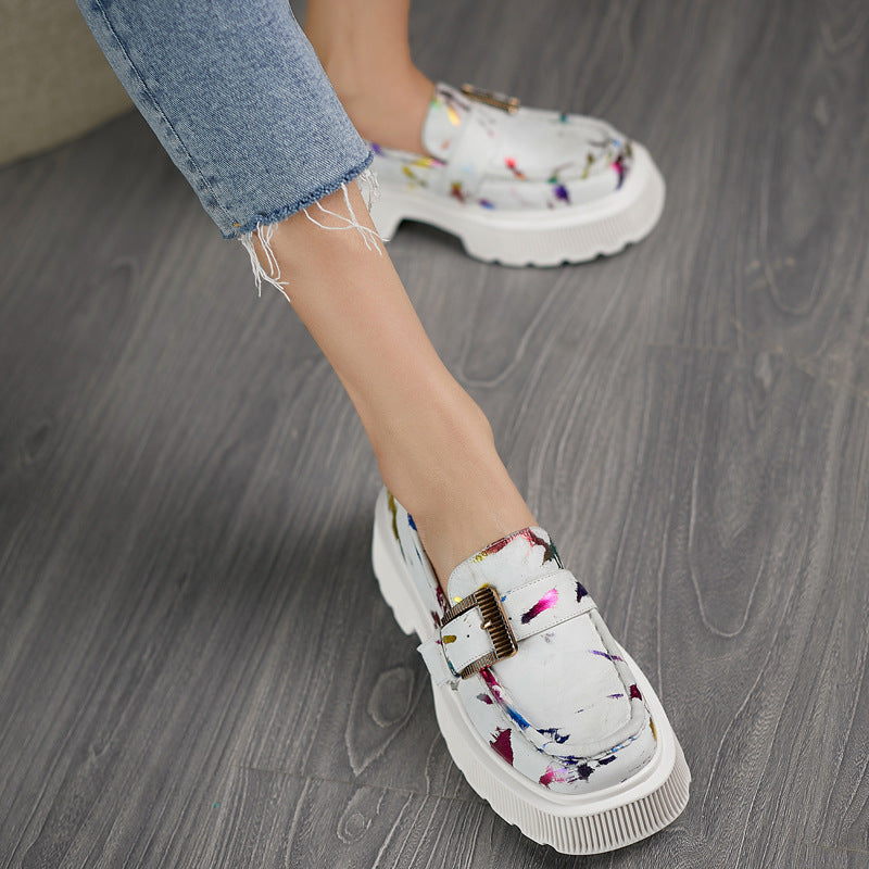 Scarpe da donna Stella - Mocassini con plateau traforato, fibbia e comoda suola in gomma