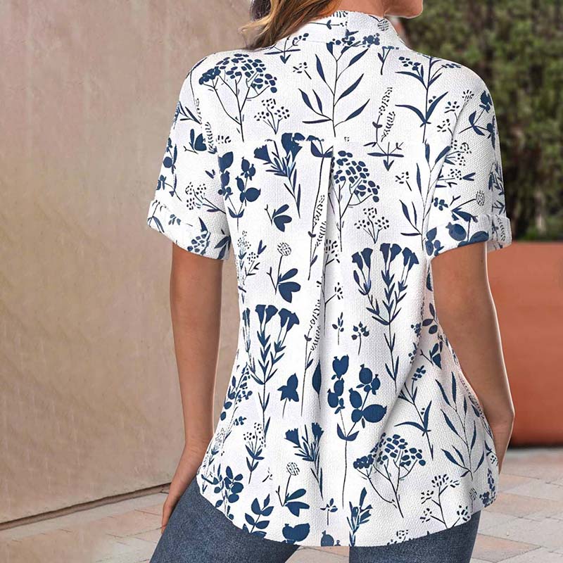 Camicetta estiva da donna Heidi - Top leggero a maniche corte con elegante stampa floreale