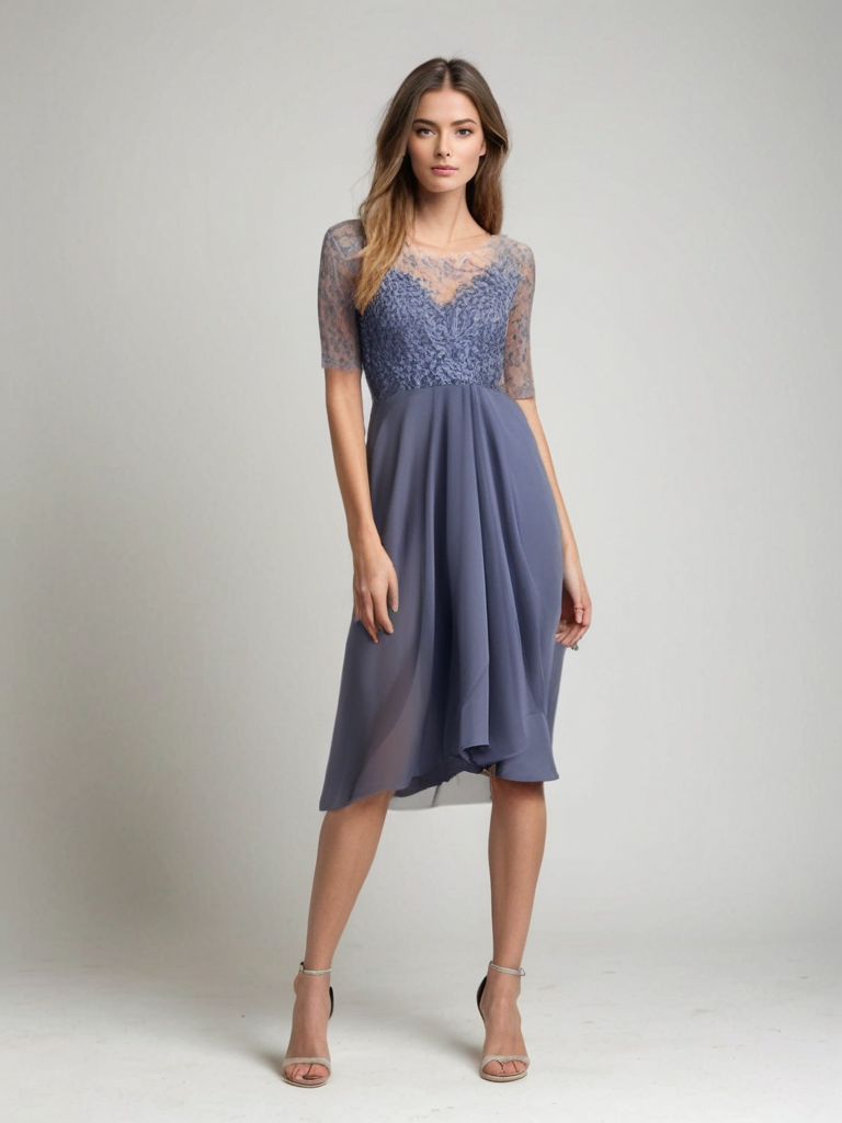 Abito midi da donna Jara: elegante abito in pizzo dallo stile senza tempo e dalla vestibilità comoda