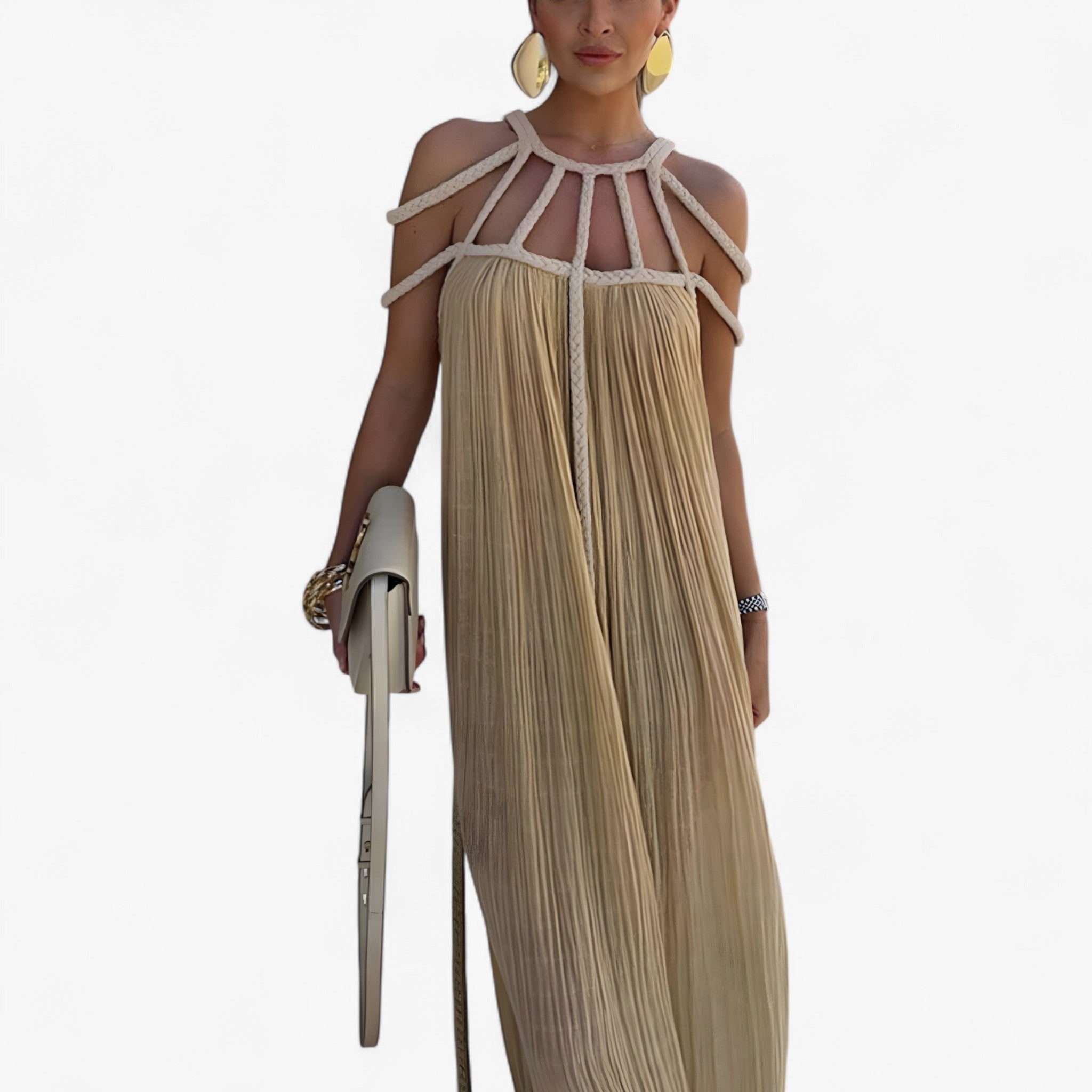 Abito lungo da donna Linette - Elegante abito lungo fluido con taglio dritto e stile versatile
