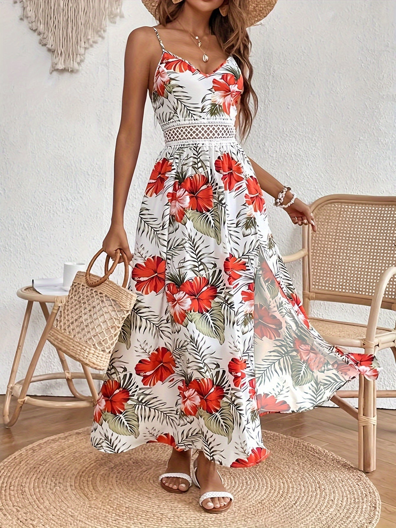 Abito estivo da donna Emily - Elegante abito floreale con spalline sottili e vestibilità fluida