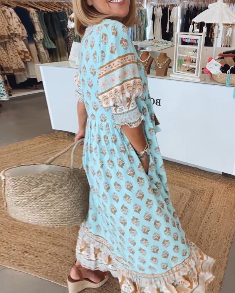 Abito da donna Tallulah - Abito stampato con scollo a V, maniche lunghe e vestibilità comoda