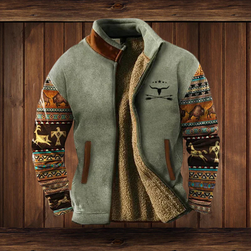 Noah Veste Chaude Style Western – Doublure Polaire & Motifs Ethniques pour un Confort Hivernal