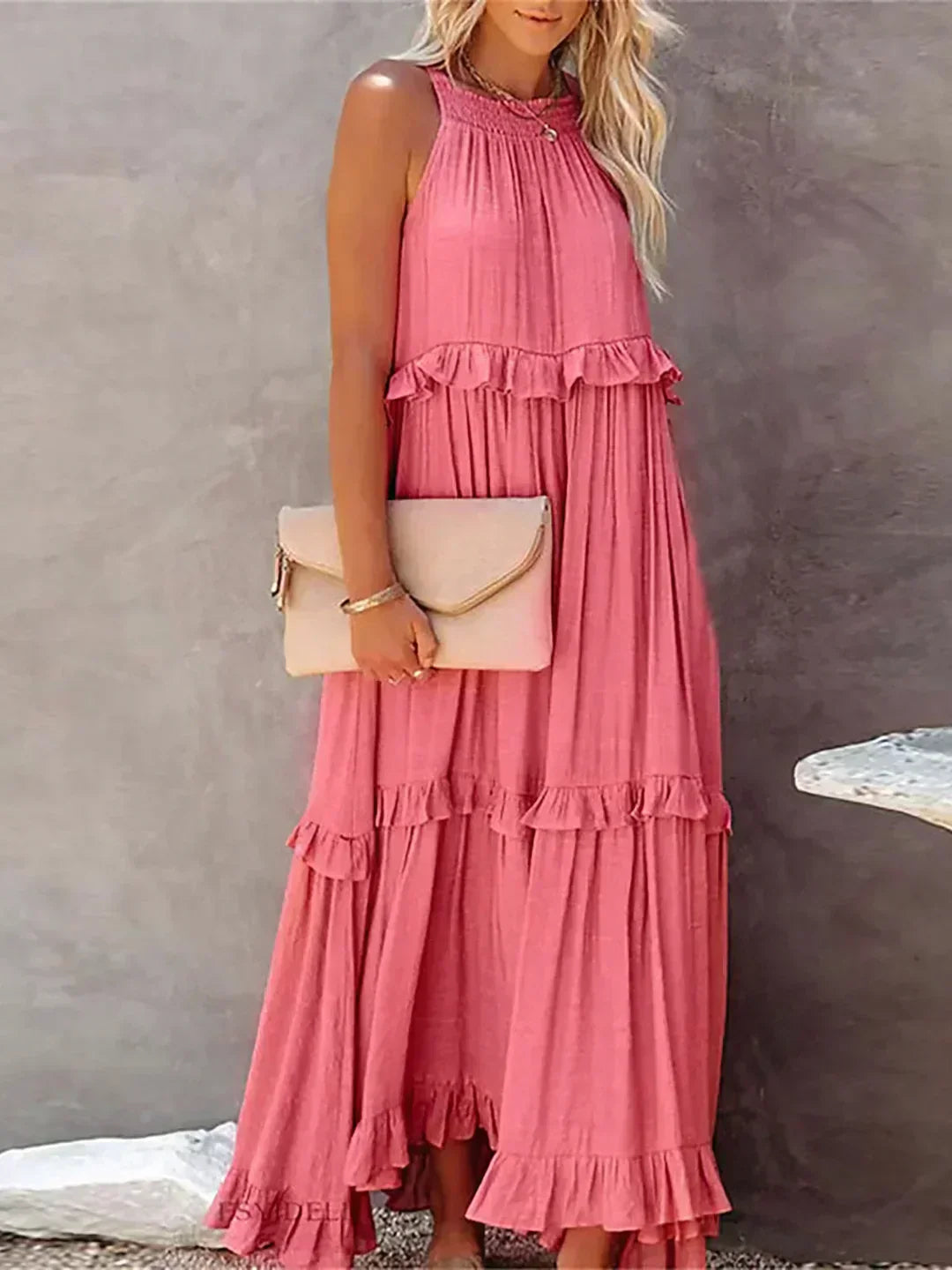 Abito estivo da donna Armelle - Abito bohémien senza maniche con volant e design leggero e fluido