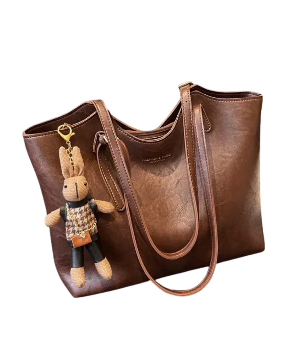 Borsa Emma Rustic Edge – Spaziosa borsa vintage in pelle vegana con ciondolo elegante