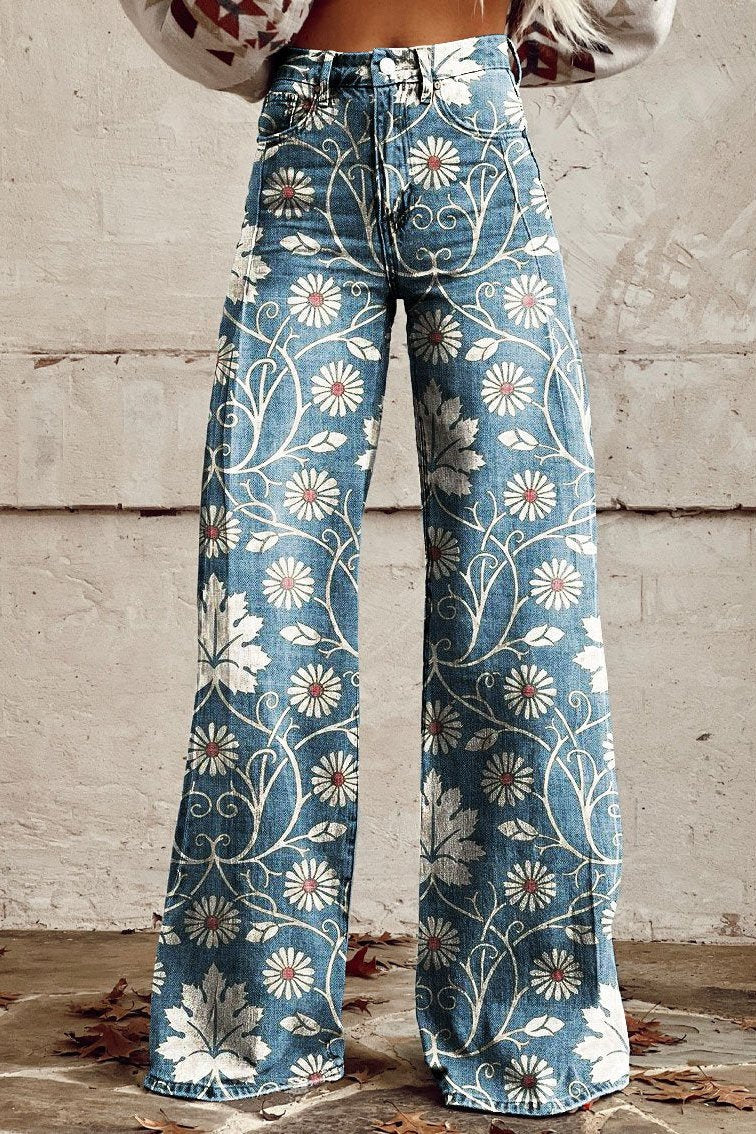 Pantaloni da donna Alina in stile boho vintage - Pantaloni larghi e ariosi con stampe bohémien alla moda