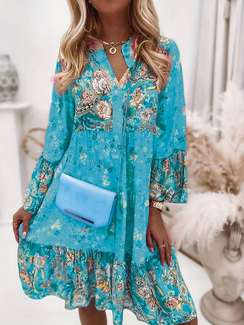 Abito Pascale Bohemian da donna: maxi abito leggero con stampa floreale senza tempo e vestibilità aderente