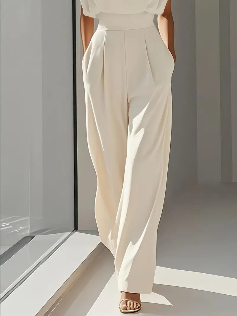 Mira Combinaison Femme – Jumpsuit Élégant avec Taille Haute, Jambes Droites & Tissu Léger