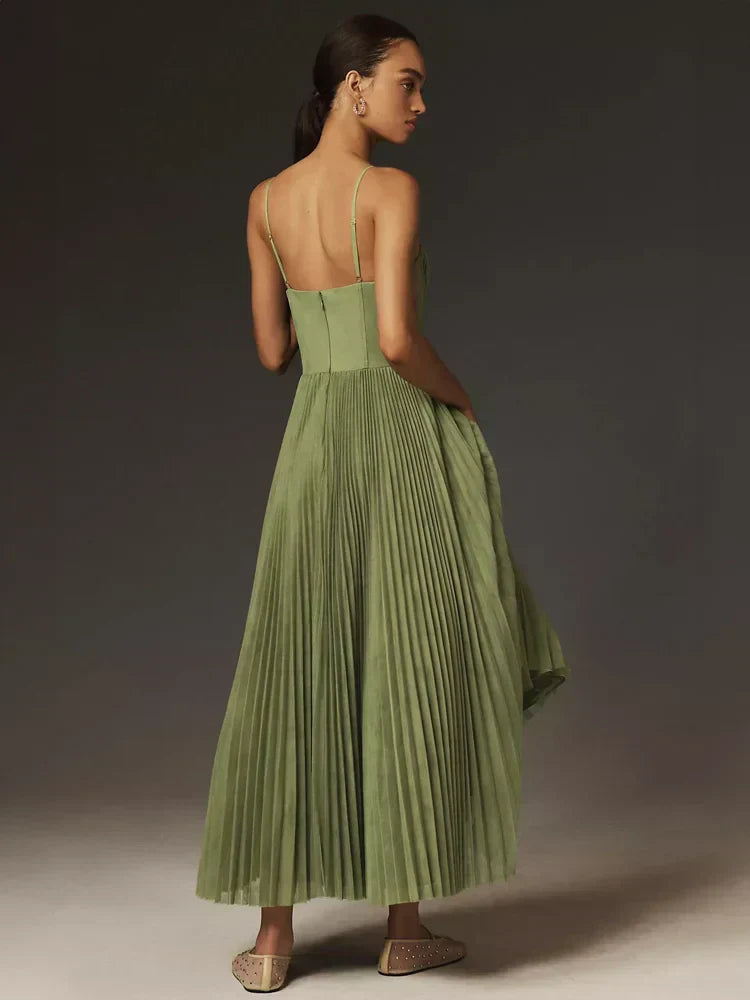 Abito midi da donna Juliana – Elegante abito in tulle con corsetto plissettato e gonna svasata a trapezio