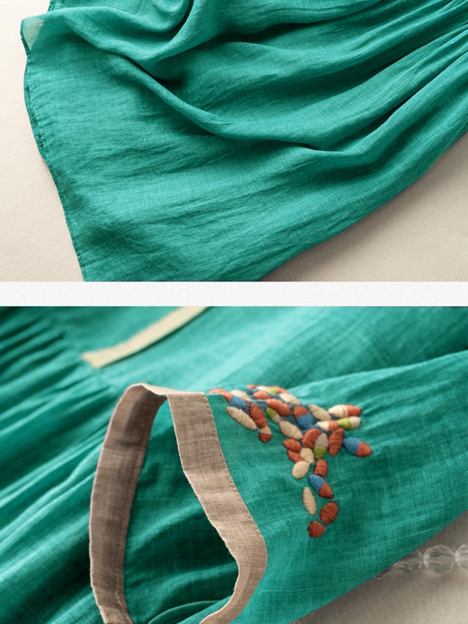 Abito da donna Zara - Abito in cotone e lino ricamato con design etnico e vestibilità comoda