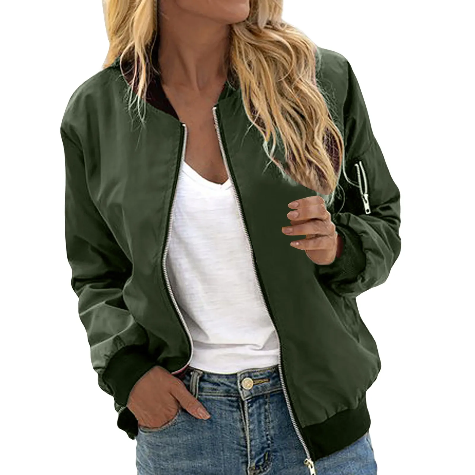 Ailany Blouson Bomber Femme – Veste Légère avec Fermeture Éclair & Style Moderne
