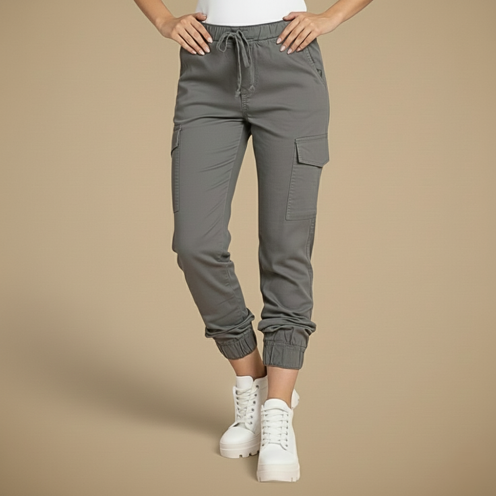 Kate Pantalon Cargo Jogging Femme – Jogger Streetwear à Taille Élastique et Poches