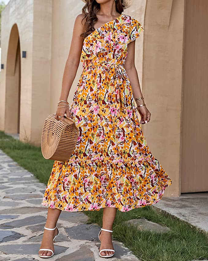 Abito bohémien da donna Ella - Abito estivo senza maniche con cinturino asimmetrico e vita alta