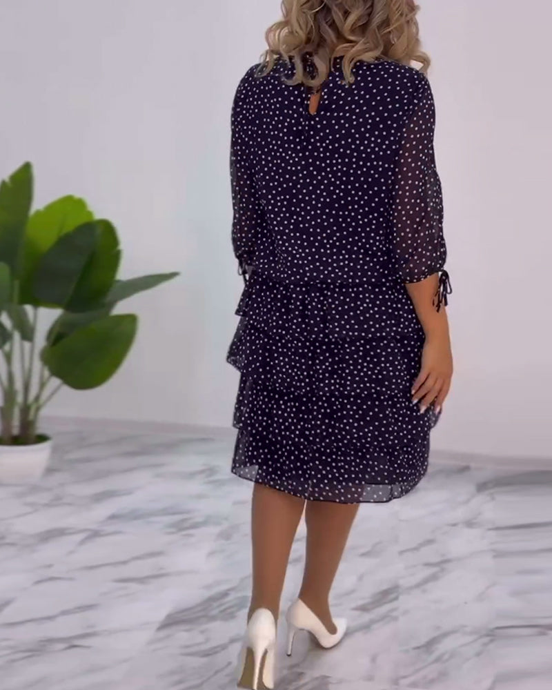 Robe Femme Yasmine – Robe Étagée Élégante à Pois avec Coupe Aérée et Féminine