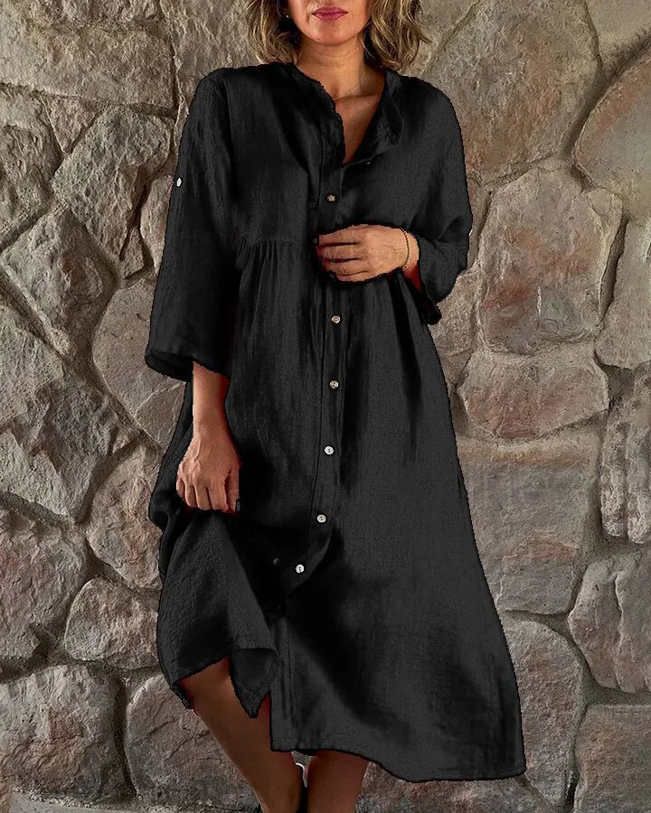 Alya Robe Chemise Femme – Fluide & Élégante pour Été, Bureau ou Sorties Décontractées