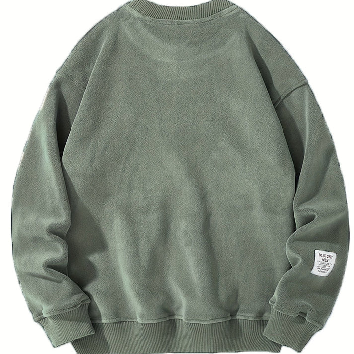 Maglione casual da uomo con scollo rotondo e lettere ricamate