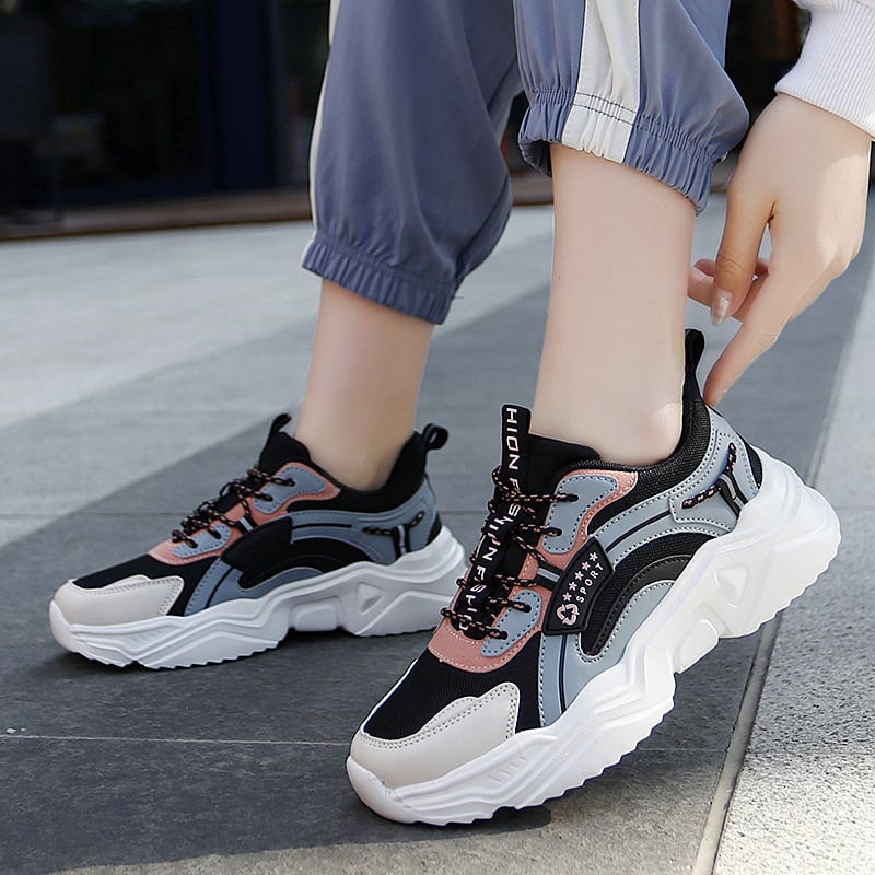 Sneakers da donna Allison - Sneakers in mesh traspirante con suola spessa e dettagli in pelle