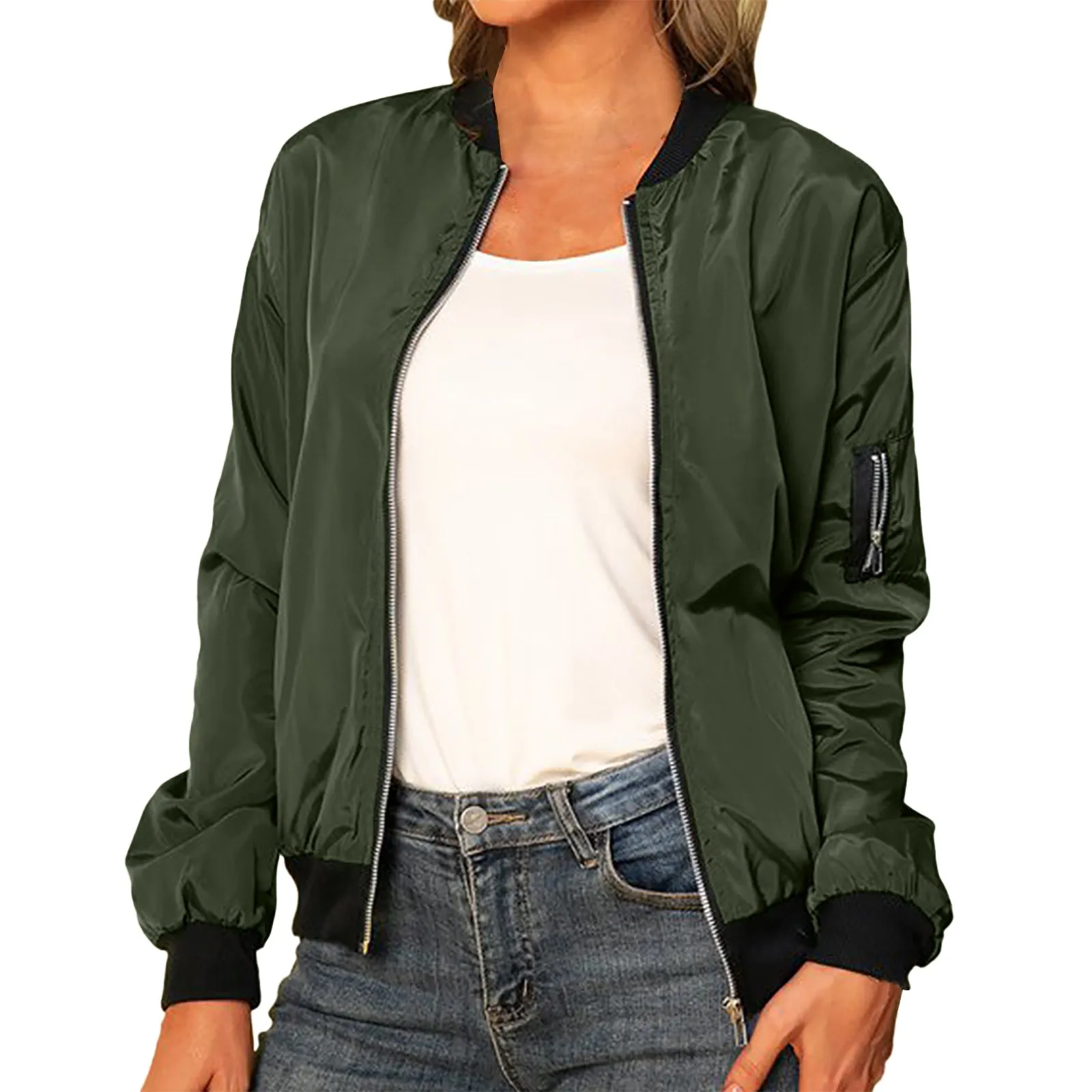Ailany Blouson Bomber Femme – Veste Légère avec Fermeture Éclair & Style Moderne