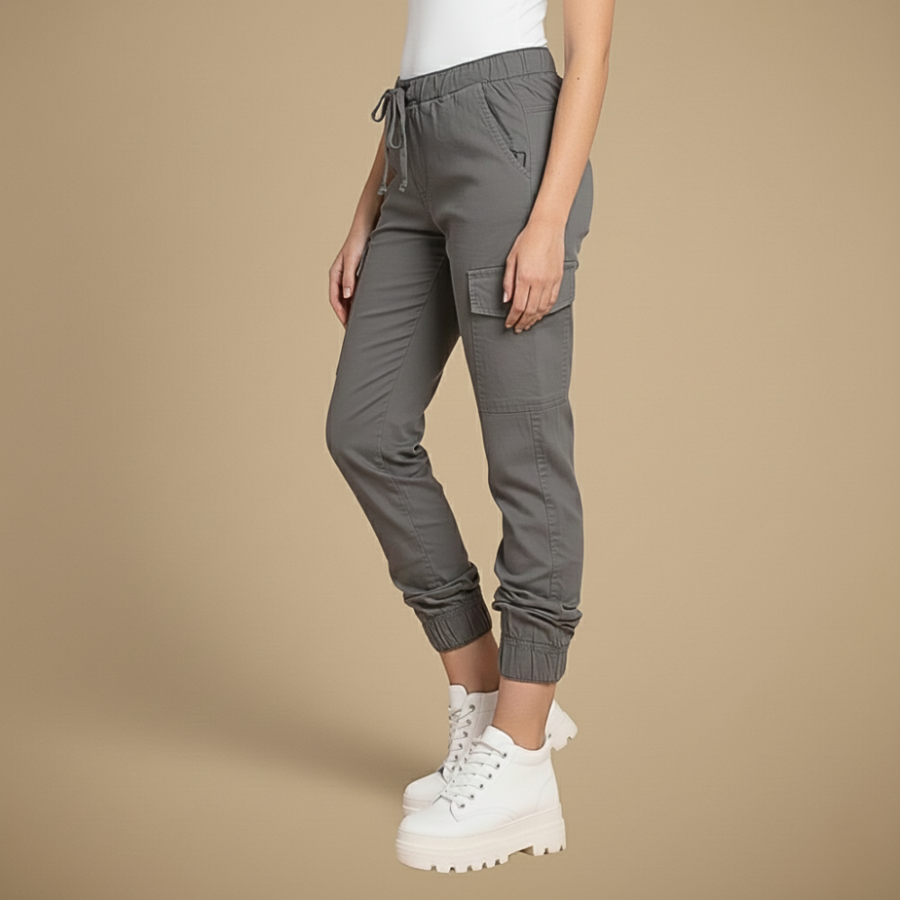 Kate Pantalon Cargo Jogging Femme – Jogger Streetwear à Taille Élastique et Poches