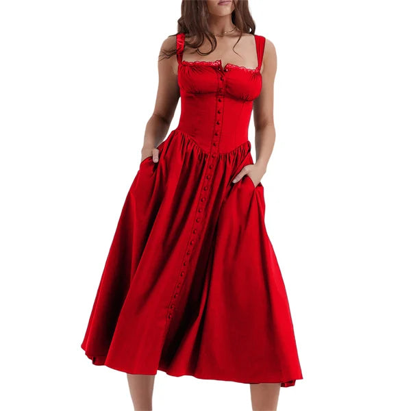 Robe d'Été Femme Nia – Robe Midi Élégante avec Coupe Confortable & Design Intemporel