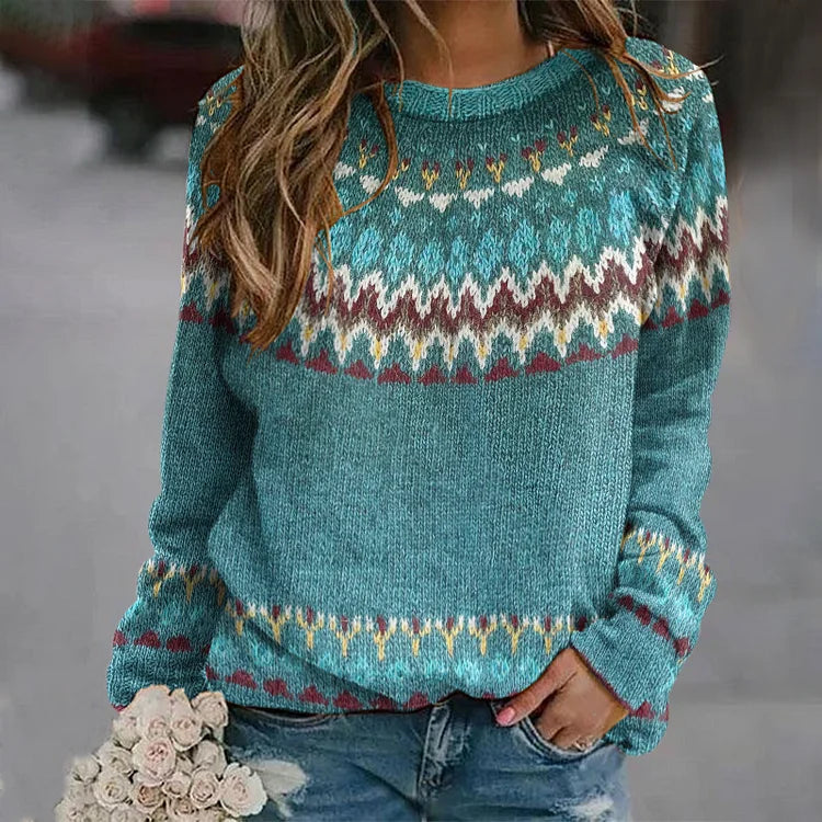 Maglione da donna Reyna – Elegante e comodo maglione con motivo a onde retrò