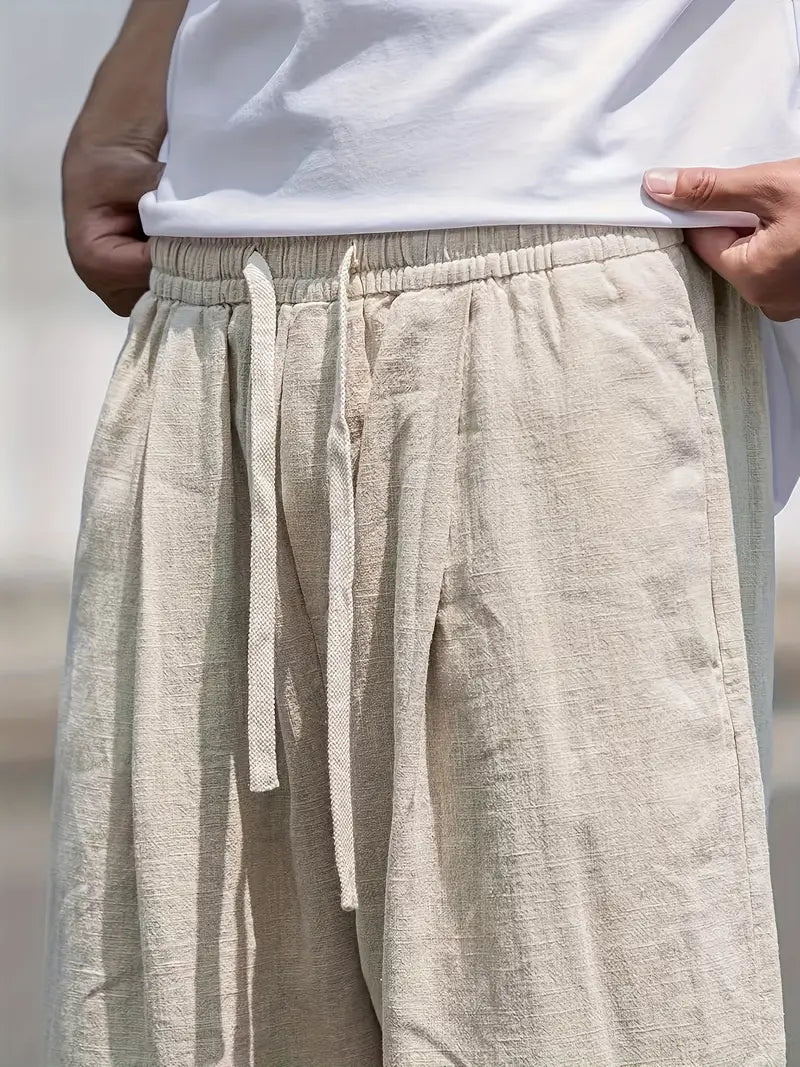 Pantaloni in lino da uomo Liam - Pantaloni estivi larghi, traspiranti e resistenti