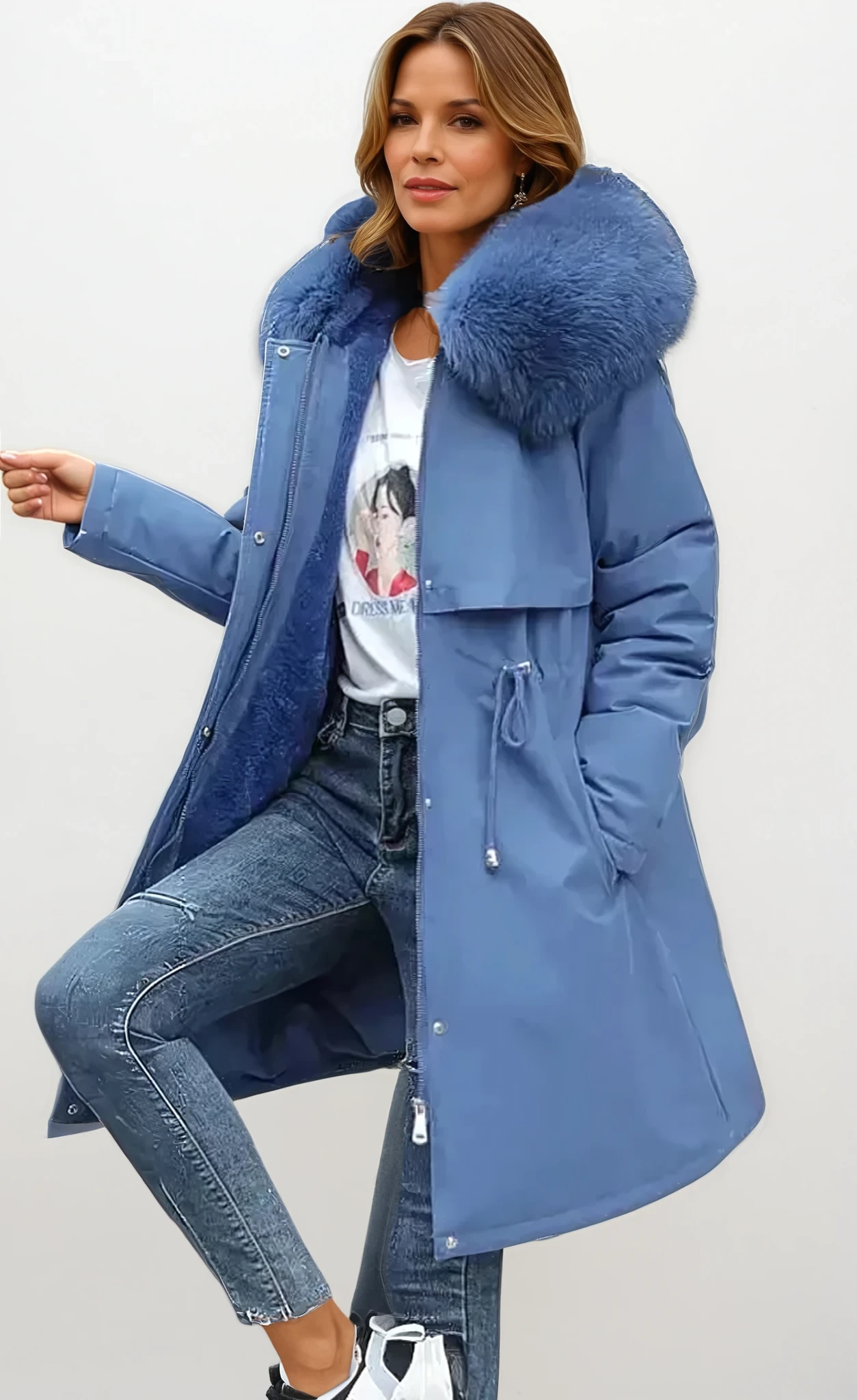 Alessia Vieri Manteau d’Hiver Femme avec Col en Fausse Fourrure – Coupe Élégante & Doublure Chaude