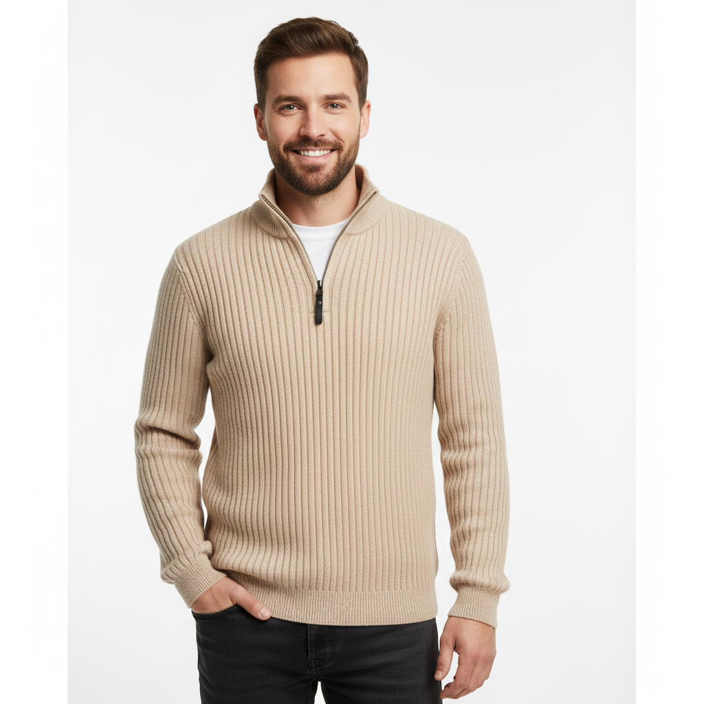 Arjay Pull Demi-Zip Homme – Sweat à Col Haut avec Manches Côtelées & Style Polyvalent