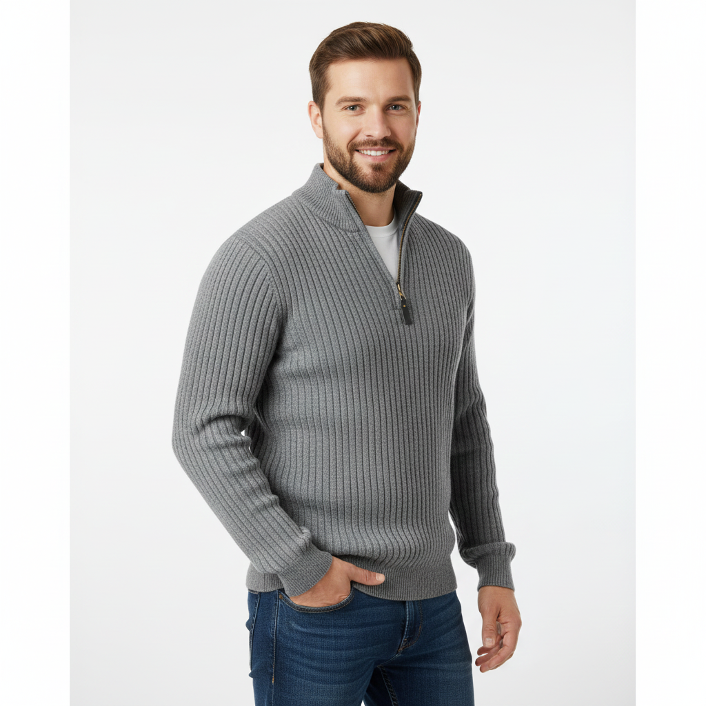Arjay Pull Demi-Zip Homme – Sweat à Col Haut avec Manches Côtelées & Style Polyvalent