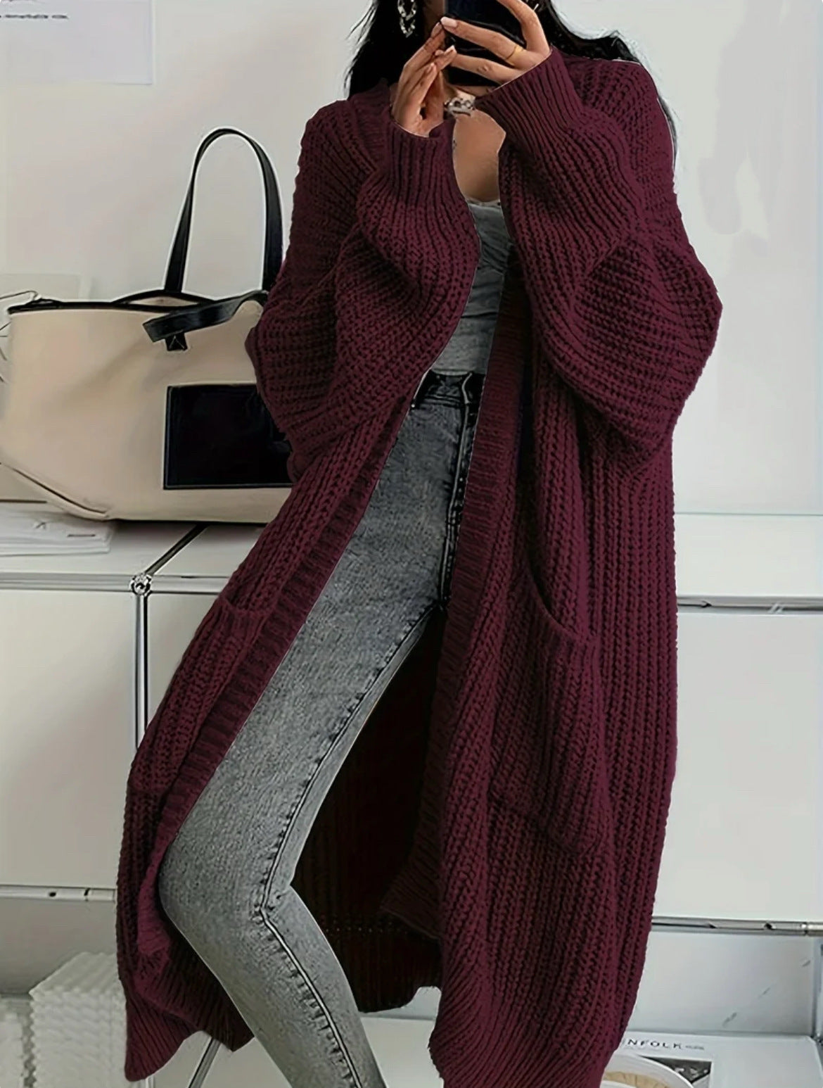 Erca Maglia Lunga da Donna – Cardigan Ampio Elegante per Primavera, Autunno e Inverno
