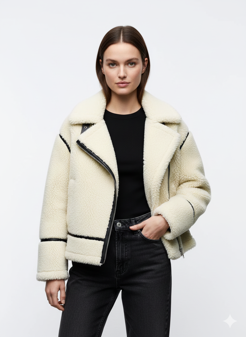 Aurora Manteau Teddy Γυναικείο – Μαλακό Μπεζ Μπουφάν με Χαλαρή Γραμμή & Άνετο Στυλ