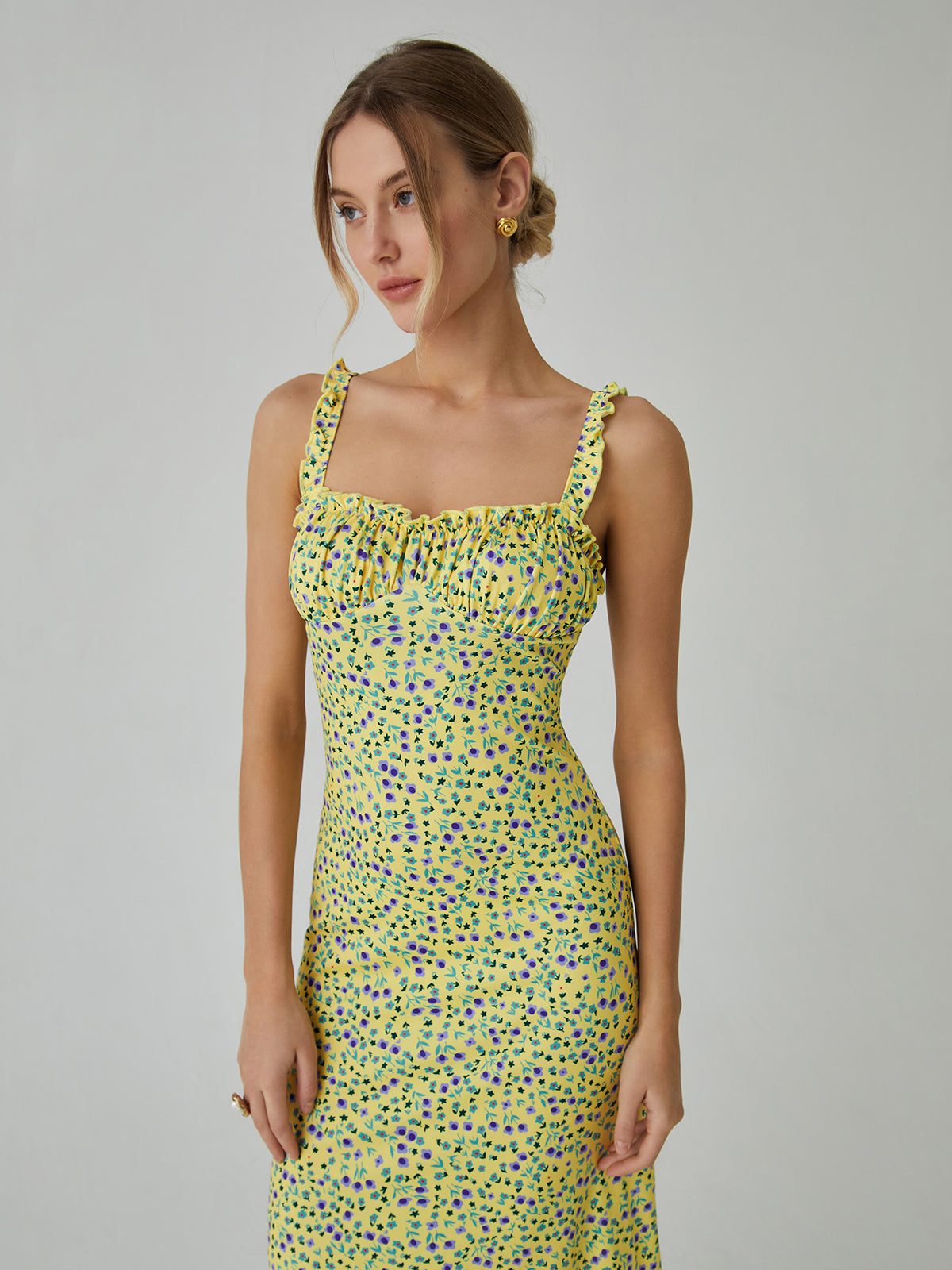 Abito bohémien da donna Chloe - Abito midi da festa con stampa floreale e spalline sottili